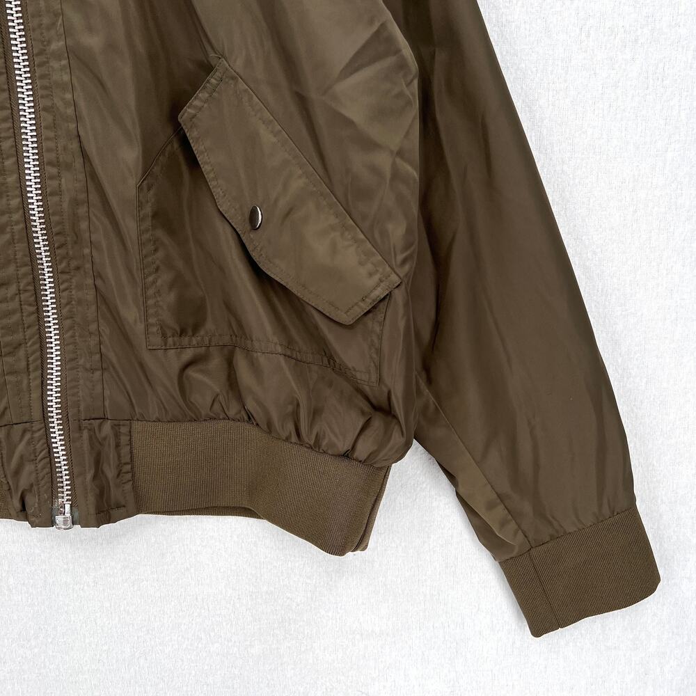 FREE PEOPLE Midnight Bomber Sateen Jacket Womens Medium Olive Green Long Sleeve - Picture 9 of 16